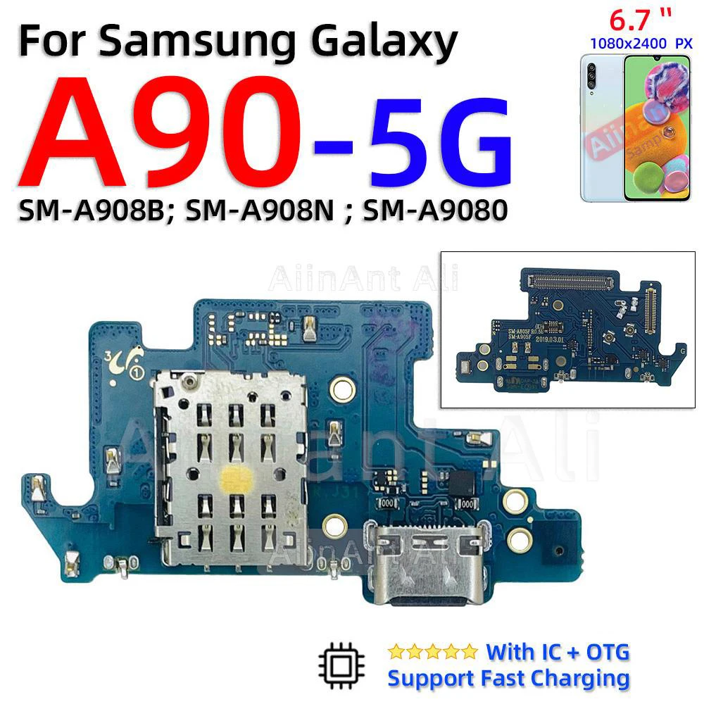 AiinAnt Dock USB Charger Mic Board Connector Charging Port Flex Cable For Samsung Galaxy A60 A70 A70s A71 UW A72 A73 A90 4G 5G