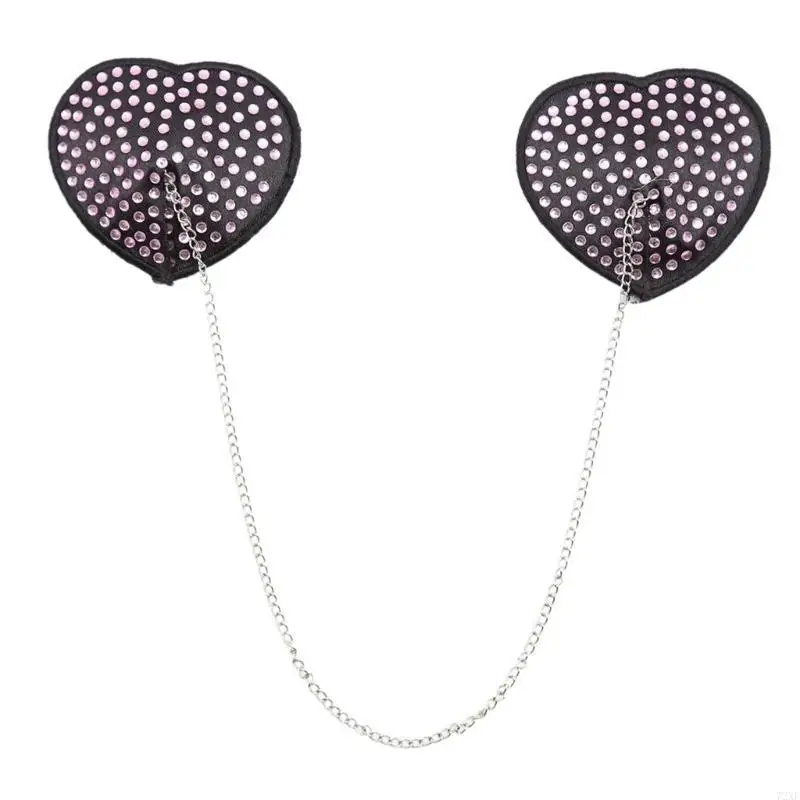 72xe Rhinestones Nipple Pokrywa pasty z łańcuchem imprezy kleju wielokrotnego użytku Sticky Bras Płatki naklejki klatki dla