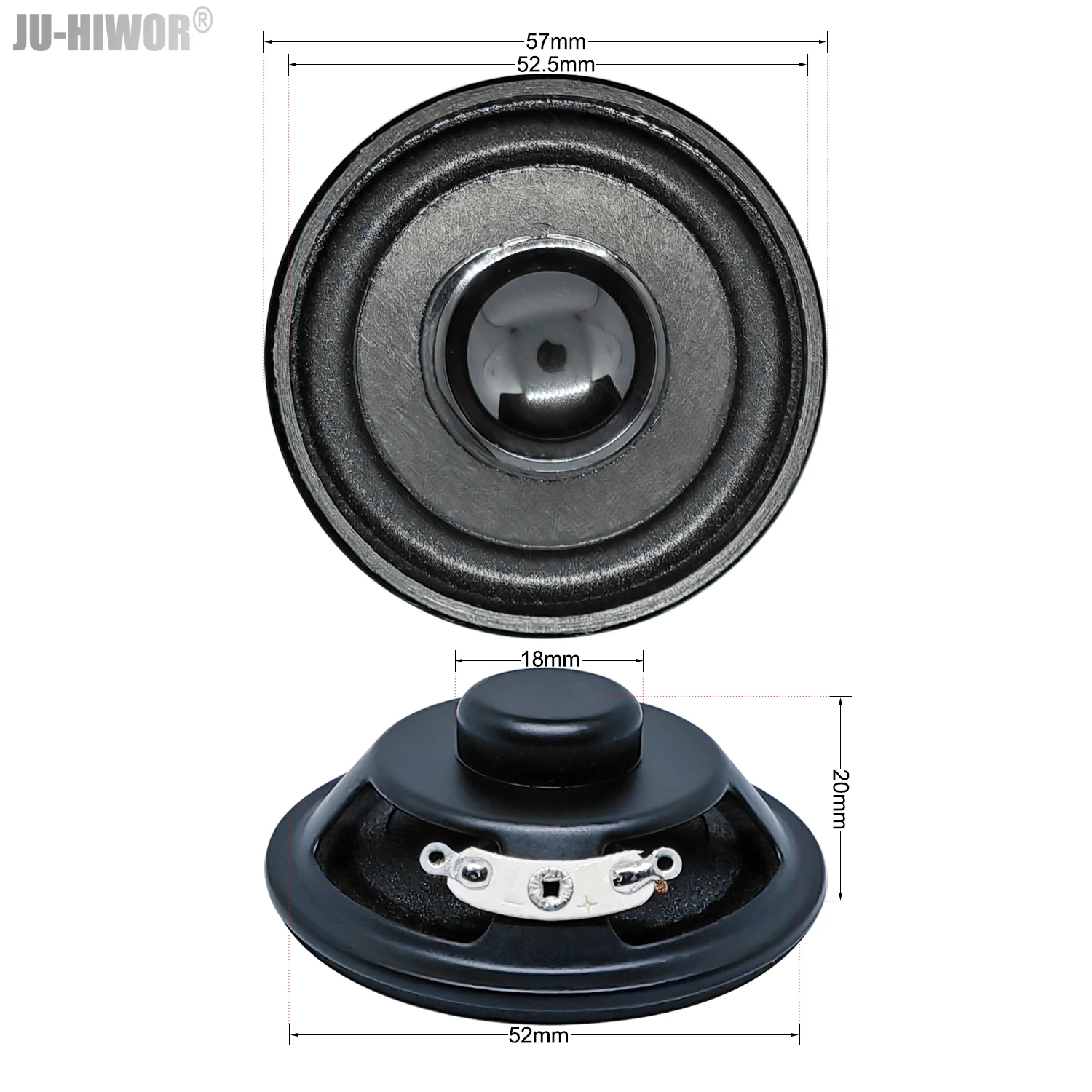 2pcs Acoustic Speaker 4R 3W 57MM Bass Loudspeaker Black 18 Internal Magnet Black Hat PU Foam Edge