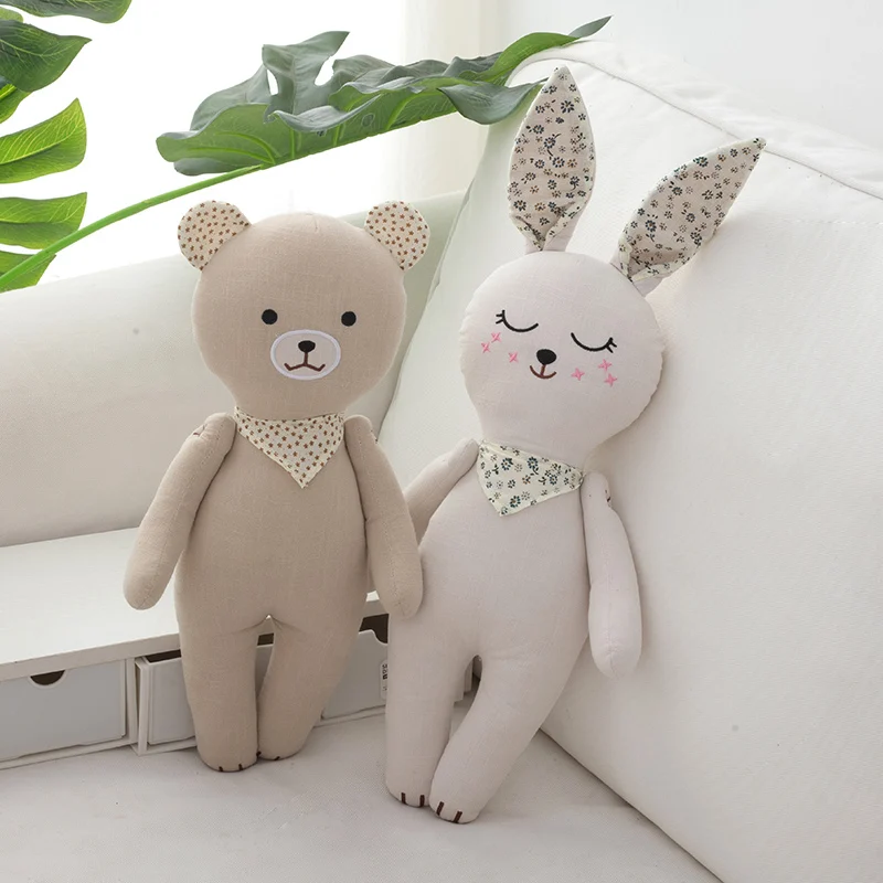 INS KaBu دمية Kawaii المشتركة دمية على شكل حيوان محشوة الحيوان القط أرنب لعبة دب طفل لعبة مهدئة يمكن الأسلحة تحريك دمية