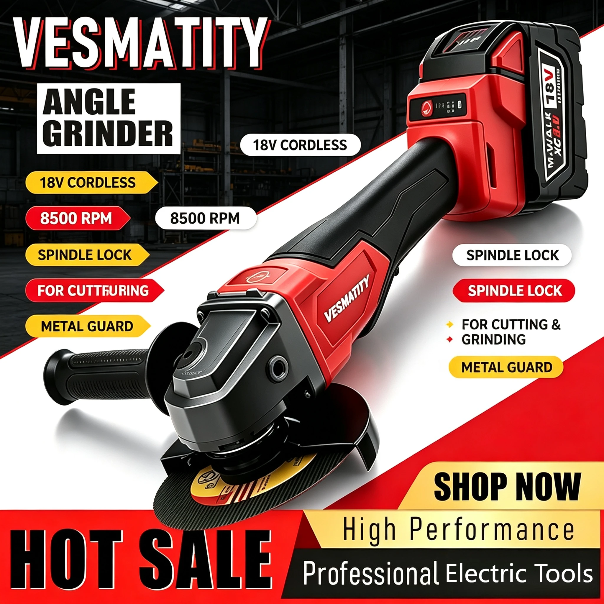 2026 new 125mm brushless cordless angle grinder cutting polishing grinding machine variable speed tool for Milwaukee battery