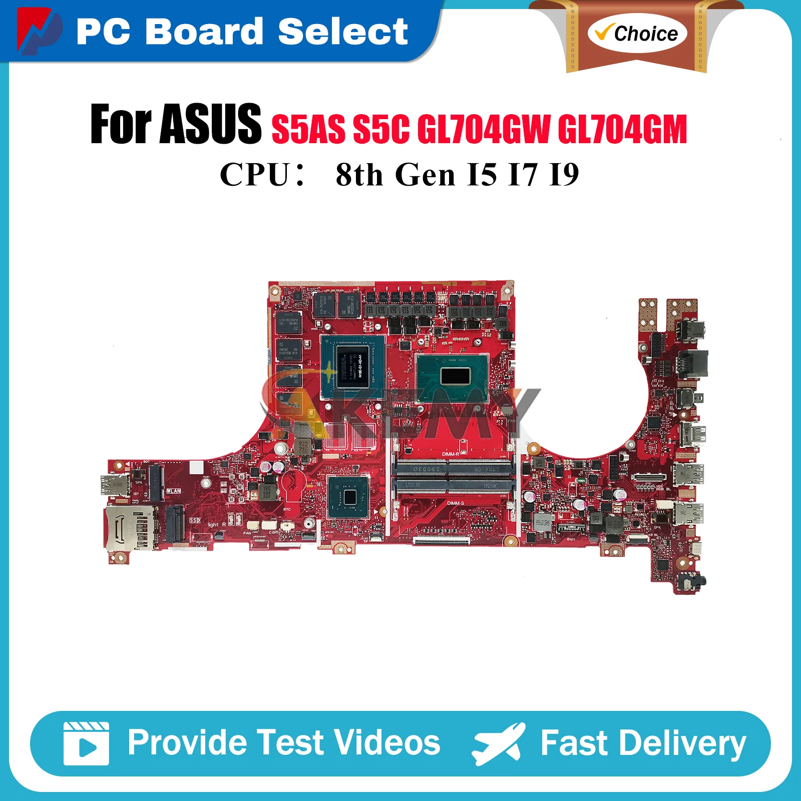 GL504GV اللوحة الأم للكمبيوتر المحمول ASUS ROG Strix GL704GV S5AS GL704GW GL704GM S5C GL704GS GL504G اللوحة الرئيسية ث/I5 I7 I9 وحدة المعالجة المركزية اختبارات موافق