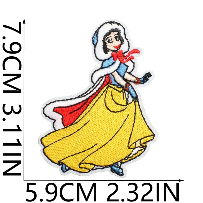 Disney Cartoon Snow White Embroidery Patches Cute Anime Stickers Children\'s Clothing Decoration Patch Ironing Iron Patches