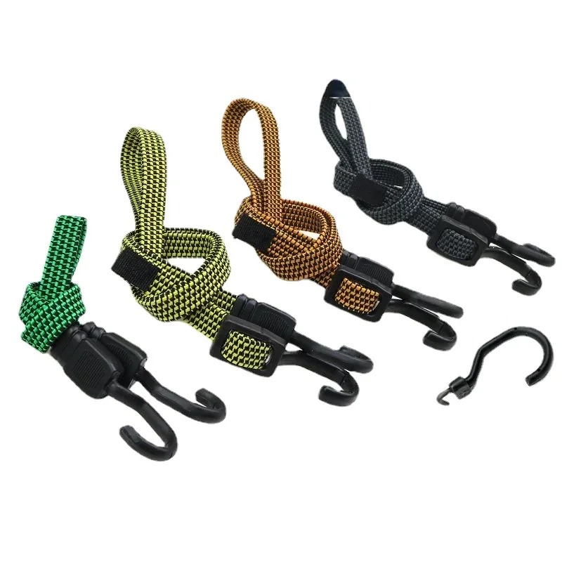 Motorcycle Cargo Strapping Latex Luggage Rope Elastic Straps with Hooks Elastic Tie Bundle Rope Flat Rope