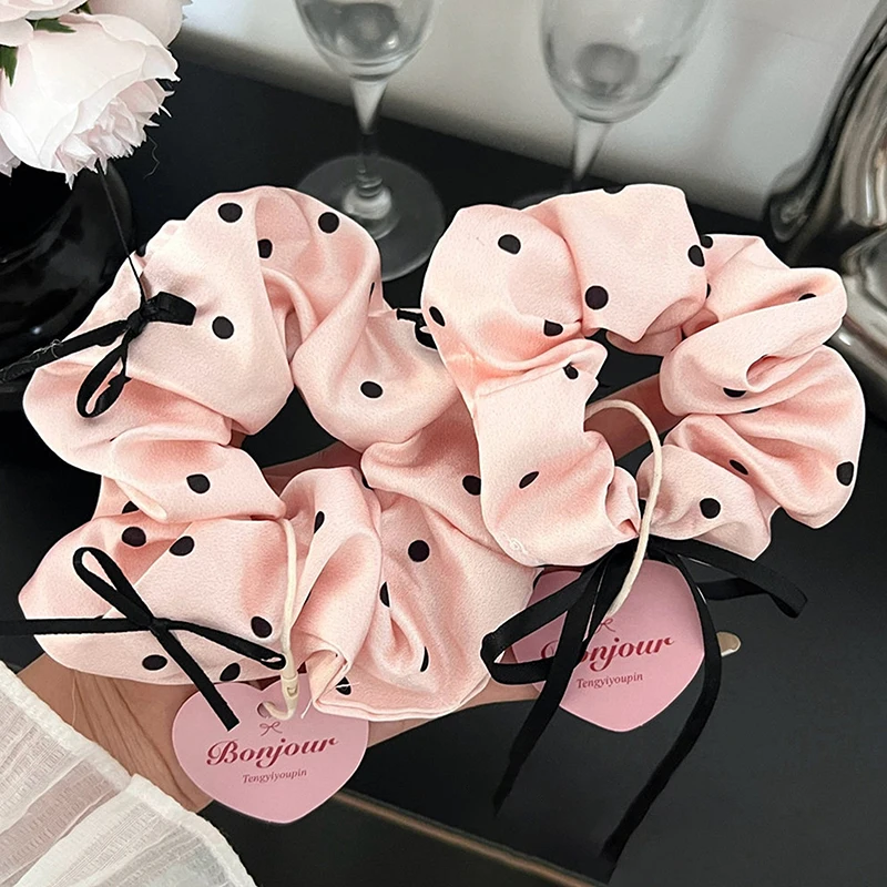 1PC Korean Women Scrunchies Elastic Hair Bands Ponytail Holder Bow Lace Hair Tie Rope Large Intestine Hair Ring Headwear