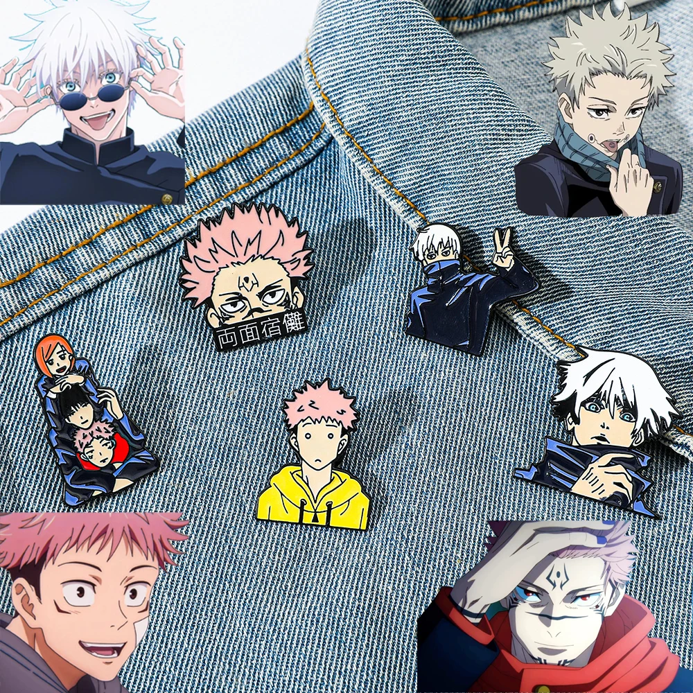 Jujutsu Kaisen Enamel Pins Set Gojo Itadori Yuji Ryomen Sukuna Anime Brooches Badges for Backpack Lapel Decorations