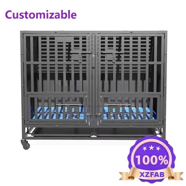 Factory Direct 2026 Foldable XL Large Stainless Steel Dog Cage Folding SUS Dog Kennel Box With Toilet Tray