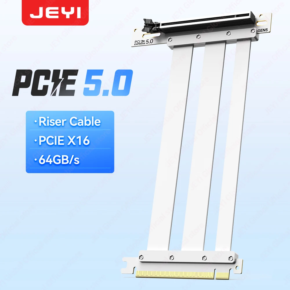 

JEYI PCIe 5.0 x16 Riser Cable, Gen 5 GPU Graphics Card Extension Cable, for or PCIE 4.0 and WRX80/ 90E, RTX4090/ 5090/ RX7900XTX