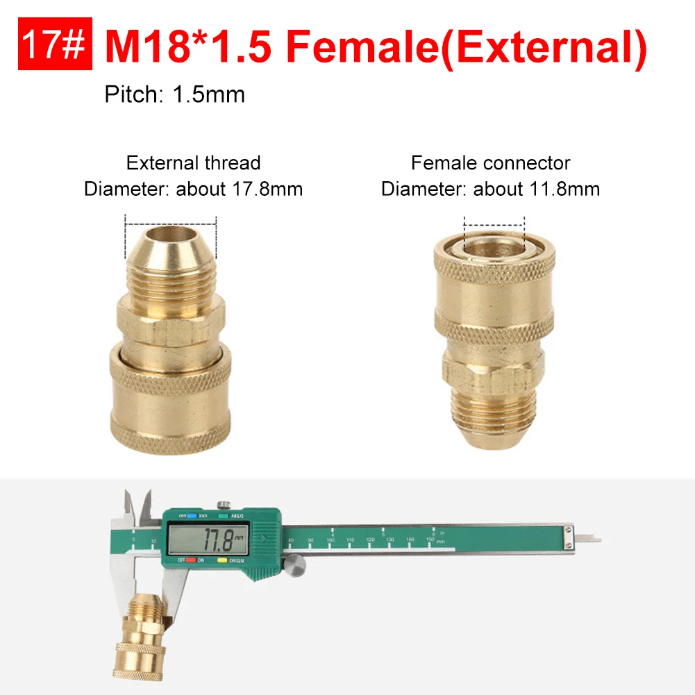 Pressure Washer Brass Adapter Connector Kit 1/4 Quick Disconnect M14 M22 Male Female Coupler for Car Washing Garden Hose Tool