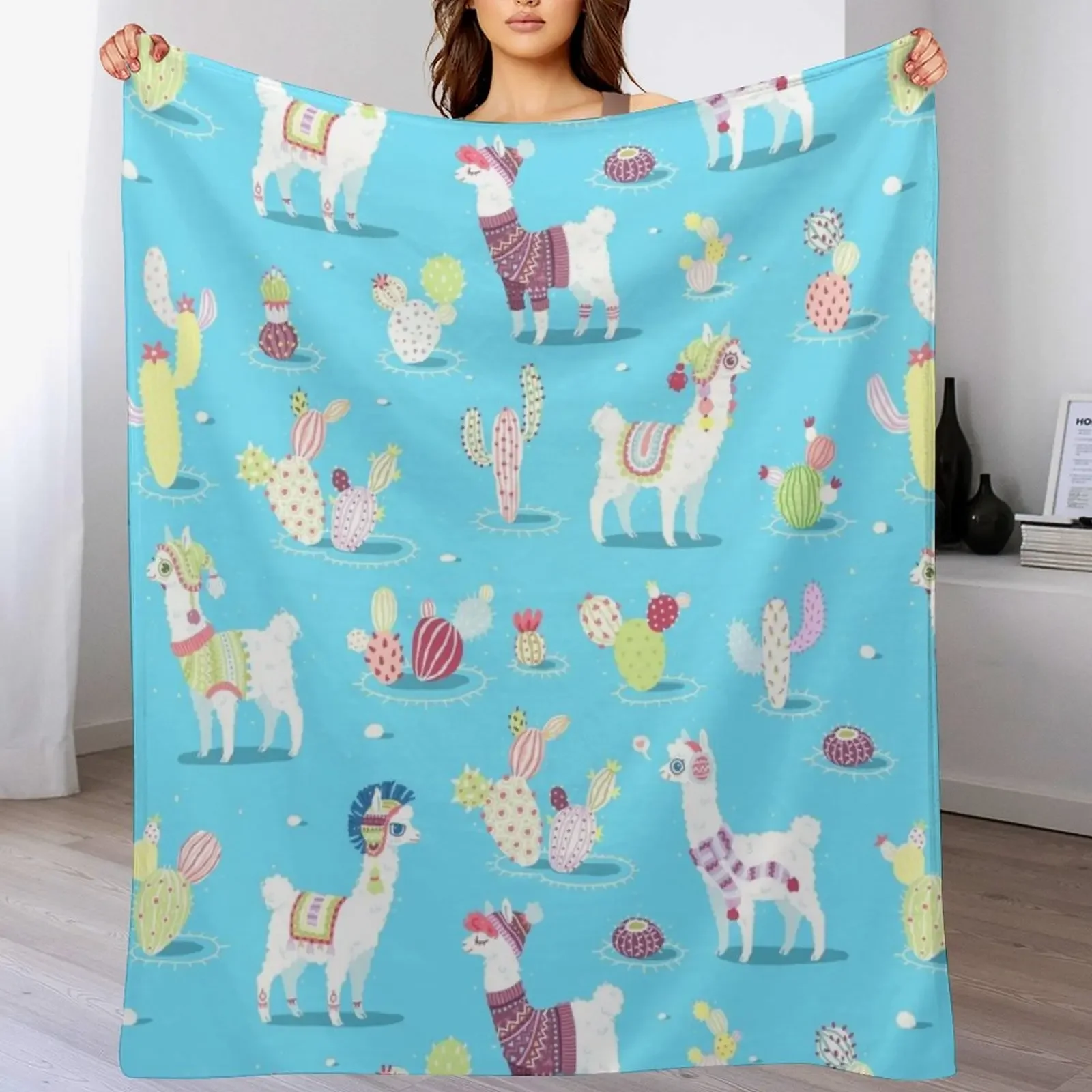 

Alpaca Pattern Throw Blanket blankets and throws Bed covers Luxury Thicken Luxury Throw Blankets