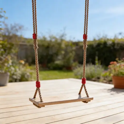 Stable Wooden Length Adjustable Rope Swing Hammock Ceiling House Garden Play Entertainment Area Accessory for Outdoor Indoor Fun