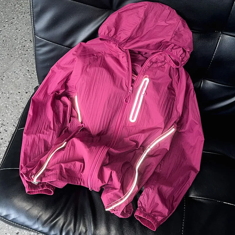 

LAPPSTER Summer Reflective Sunscreen Hooded Jackets Streetwear Harajuku Sun Protection Clothing Sports Jacket Zipper Long Sleeve