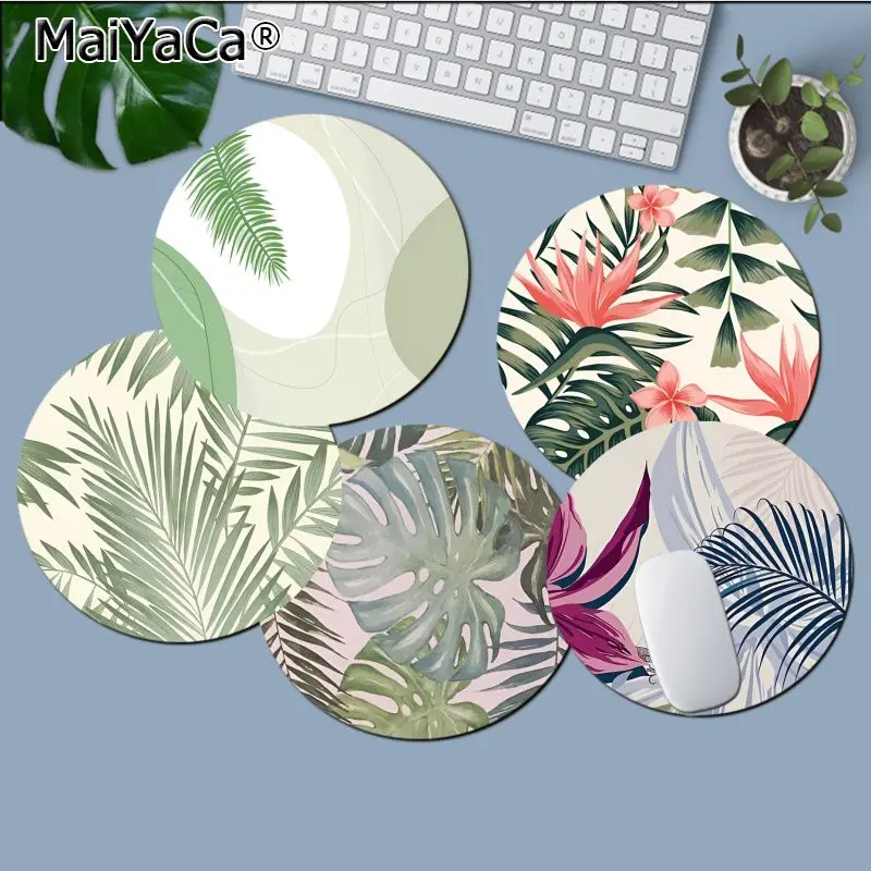 Palm Tree Leaf Mousepad Round Custom Skin Office Computer Desk Mat Table Keyboard Big Mouse Pad Laptop Cushion Non-slip Offic