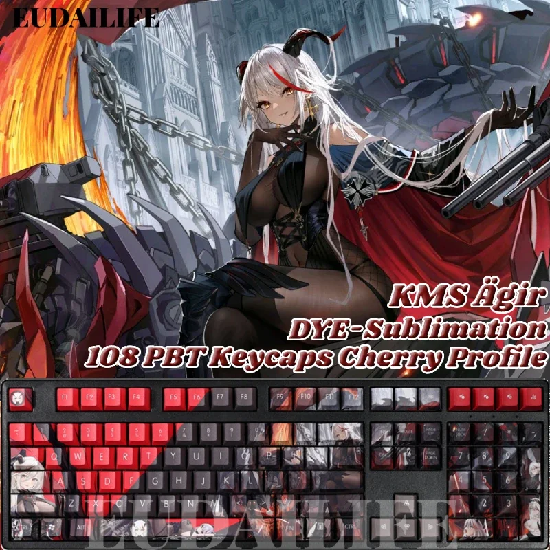 KMS Agir 108 Keycap PBT Azur Lane Game DYE Sublimation Cherry Profile MX Cross Axis Switch Key Cover Mechanical Keyboard Gift