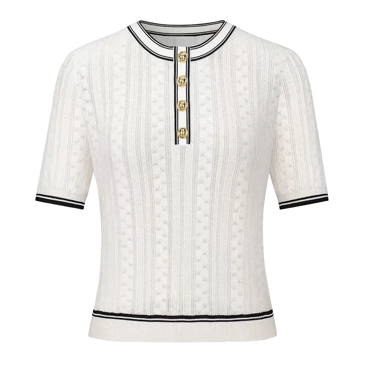 Camiseta versátil clásica de alta calidad a la moda para mujer con punto de calidad personalizado, suéter de punto superior