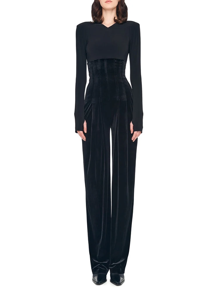 

Velvet high-waisted straight pants temperament elegant casual thin versatile women's pants 2025 spring new