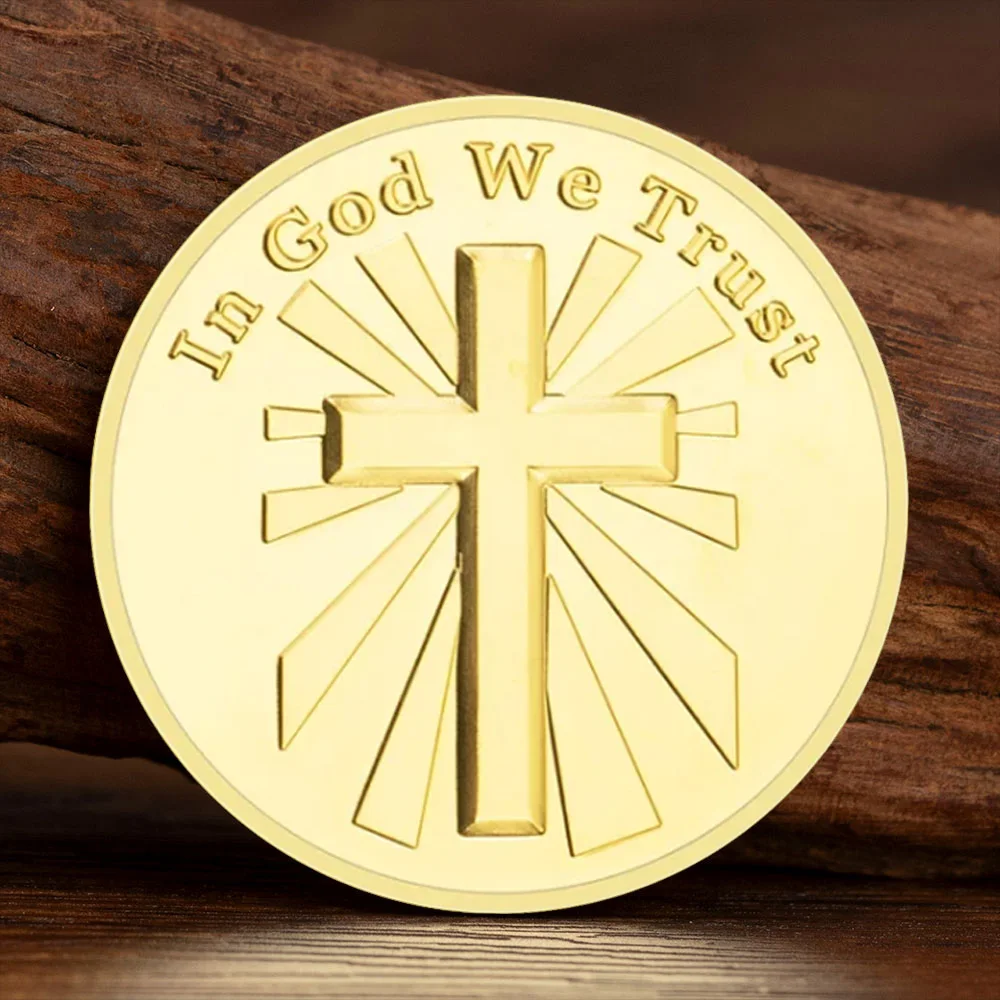 Evil VS Good in God We Trust Iron Cross Souvenir Coin Golden Plated Decision Lucky Collection Coin