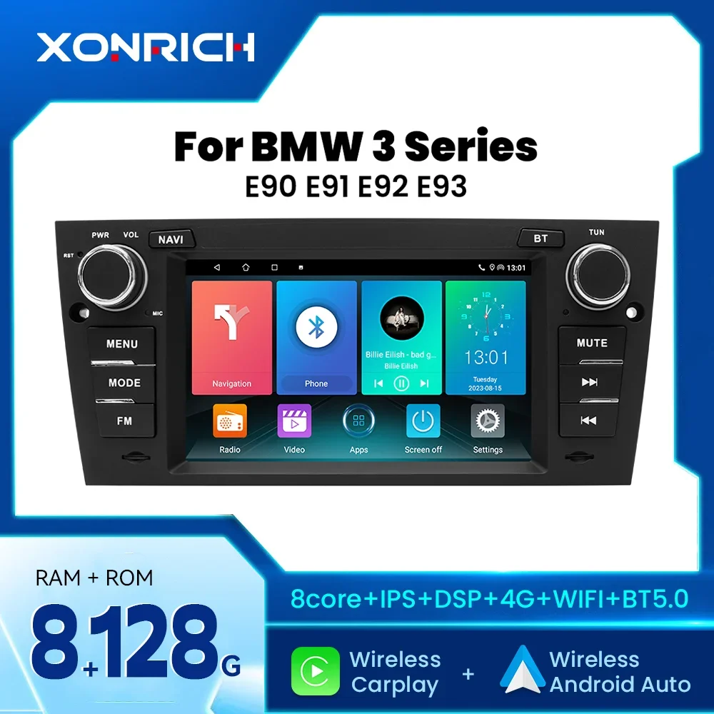 Wireless Carplay Car Multimedia Player For BMW E90/E91/E92/E93 Android 12 128GB AUTO Radio IPS Navigation DSP GPS 4G Wifi