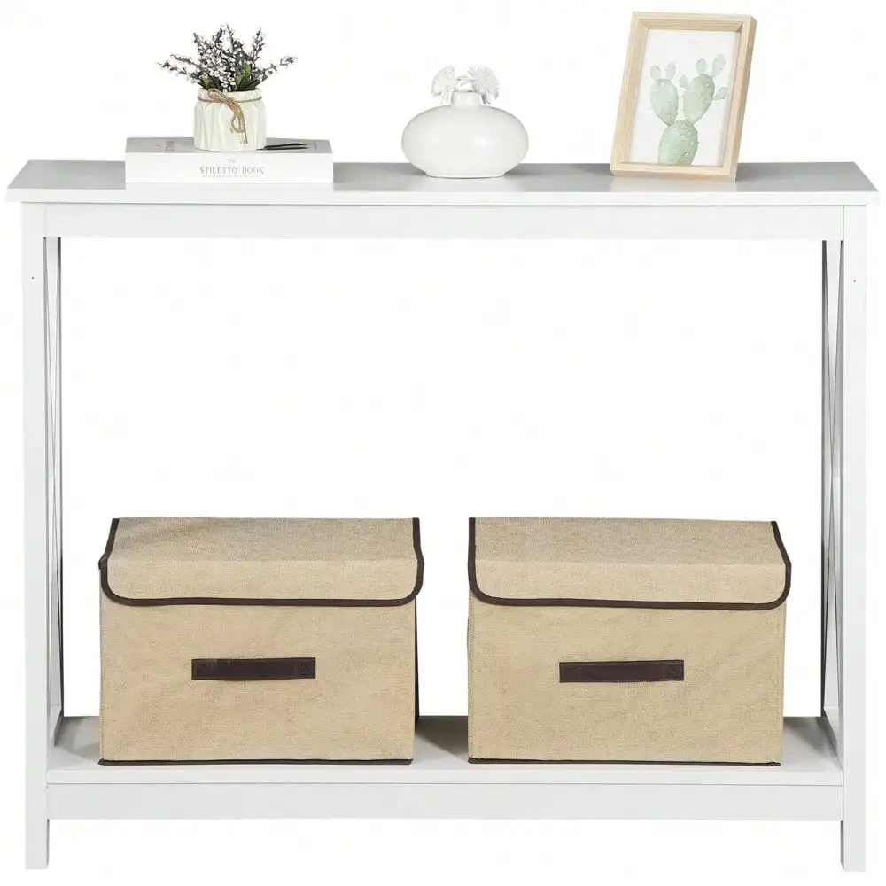 

39" Home Console Table Entryway Sofa Accent Hallway Living Room Furniture White