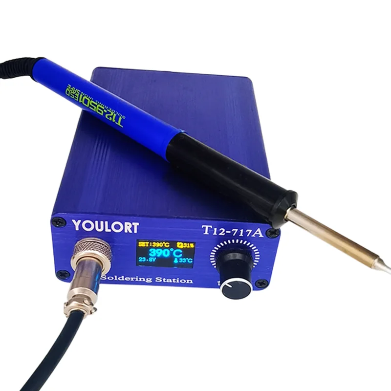 

YOULORT STC T12 OLED Digital Soldering Station T12 9501 handle soldering tips 108W big power use for HAKKO iron tips