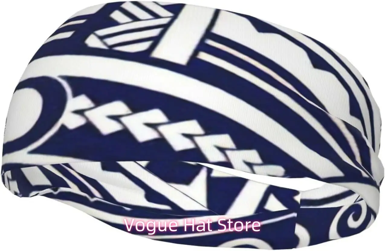 

Blue Polynesian Maori Tribal Patterns Print Fashion Stretch Headband for Men Novelty Sports Sweatband for Women Soccer