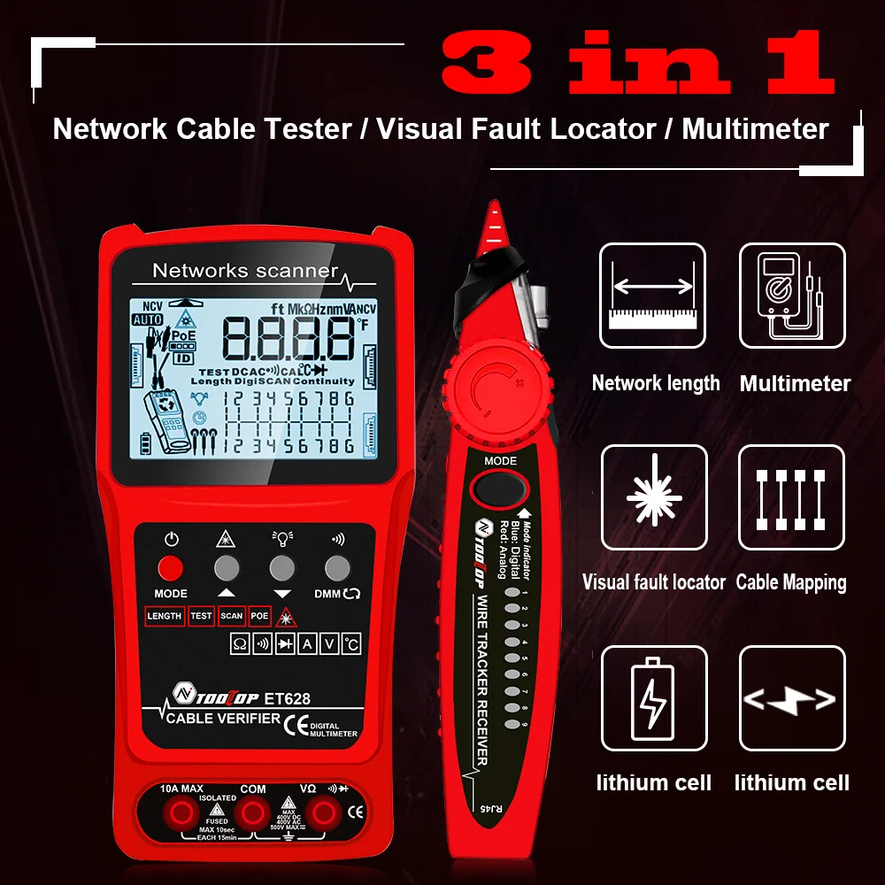 3in1 Multimeter Network Cable Finder Cable Tester ET624 ET626 ET628 Telephone Wire Tracker Tracer Toner Detector Line Finder