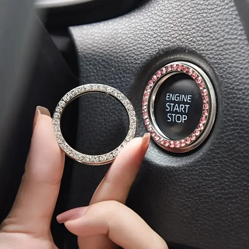 

1 Pc Car One-button Start Rhinestone Decoration Lgnition Ring Decoration, Thansgiving Christmas New Year Gift
