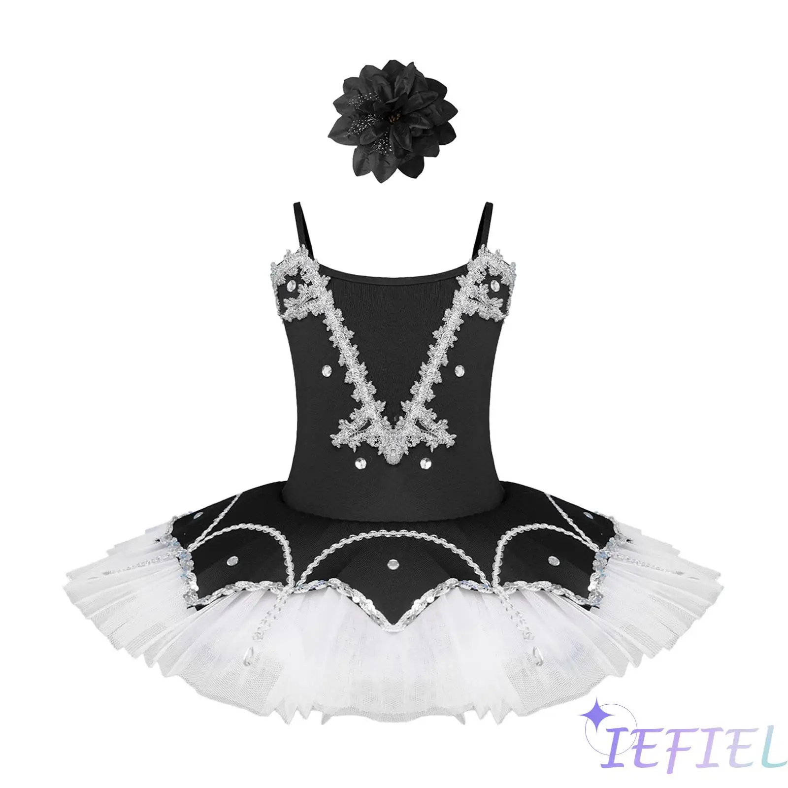 

Ballet Dress Kids Professional Tutu Swan Lake Performance Costume Rhinestone Braid Girls Stage Lyric Ice Skating Dance Clothing