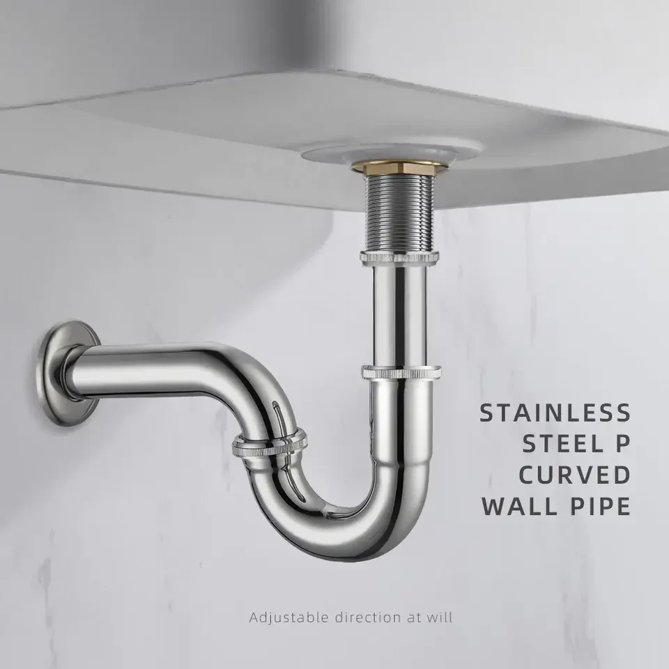 

Bathroom Drain-pipe Siphon Sink Drain Flexible Pipe Bathroom Vanity Bottle Trap Antique Pop Up Filter Stopper P-Trap Kit Valve
