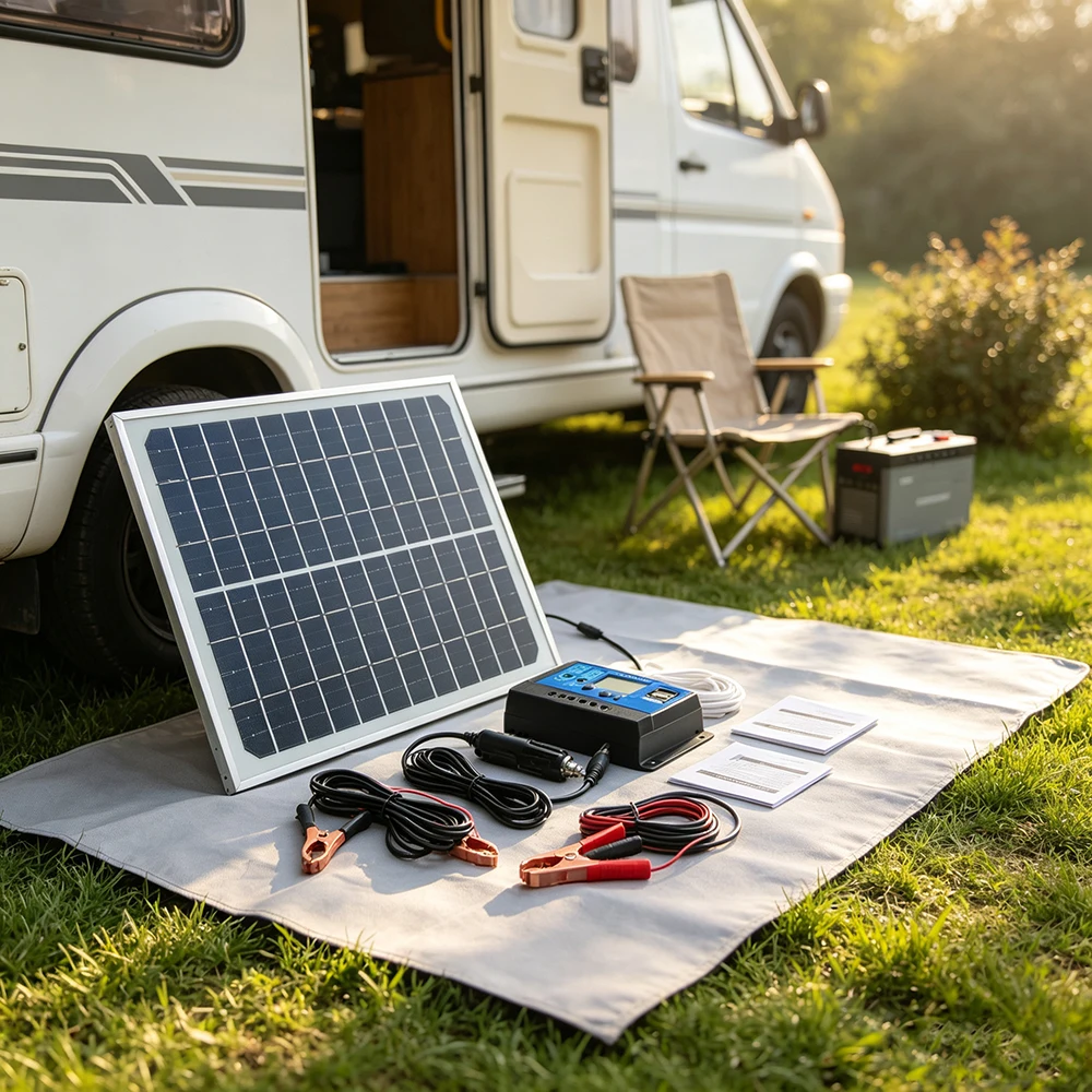 50W Solar Panel 12V Solar Cell 10A-100A Controller Solar Plate Kit for Phone RV Car Caravan Home Camping Outdoor Battery