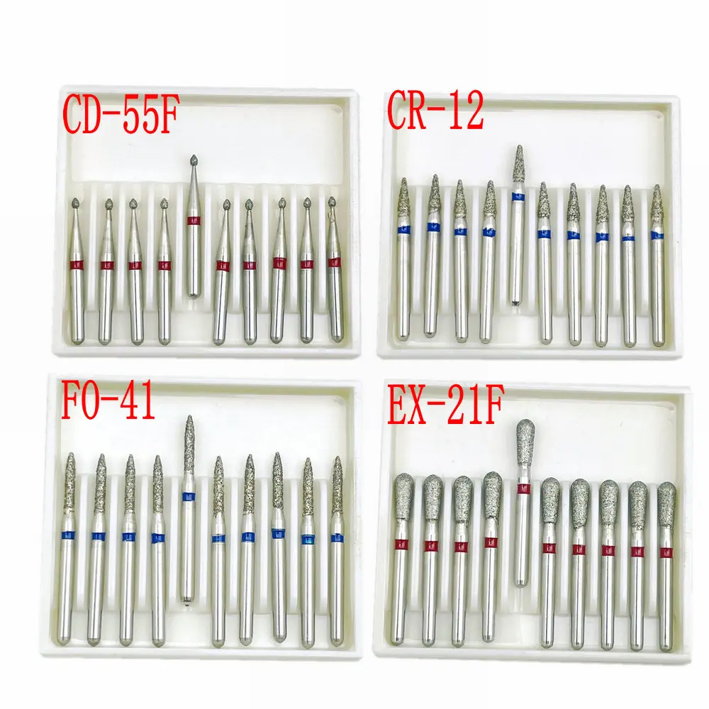 10pcs/box Dental Diamond Burs Drill for High Speed Handpiece Burs Dentist Drills1.6mm Shank FG Diamond Burs