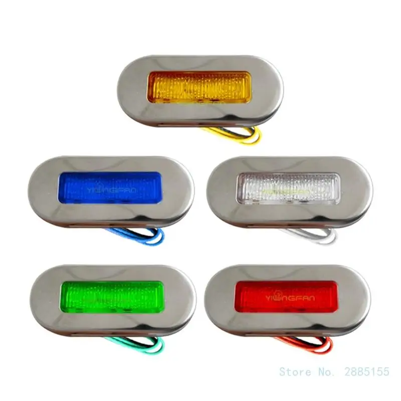 3in LED Oblong Courtesy Light Stainless 12V Submersible Deck Lights for Yacht Marine Boat Walkways Waterproof