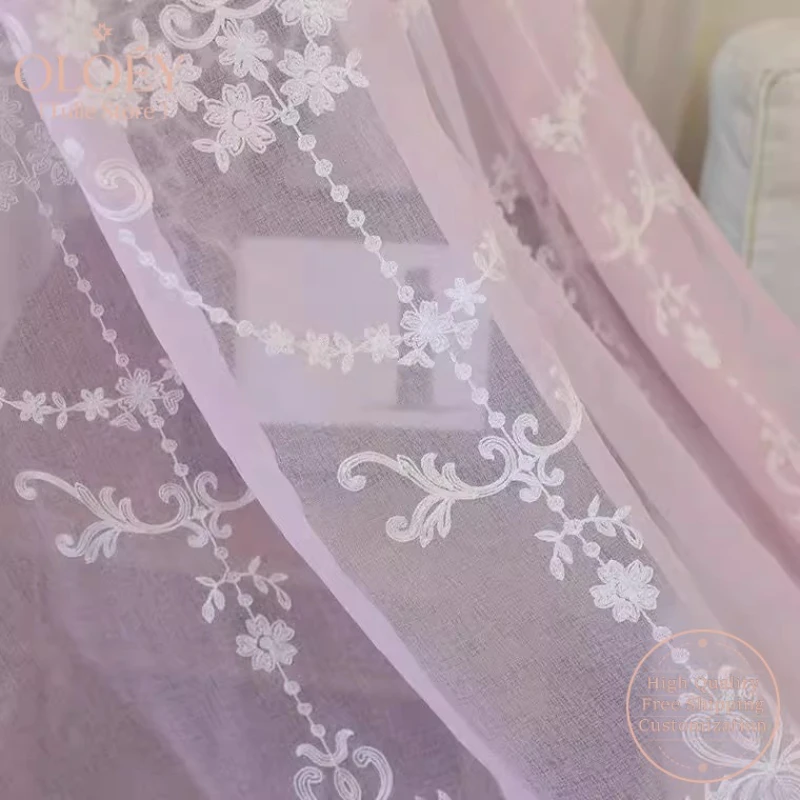 

European Style Nordic Sheer Curtain for Living Room Window Gauze Simple Embroidered Bedroom Light Filtering New Design Drapes