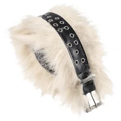 European And American Punk Style Metal Eyelet Buckle Leather Belt Khaki Furry Retro Hot Girl Personality Primitive Waist Seal