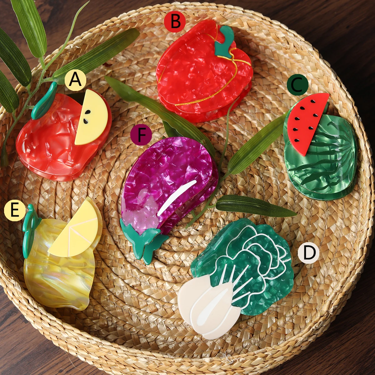 1 pieces personalized farm fruit vegetable birthday holiday gift girls hair claw clip Personalized women's hair clip