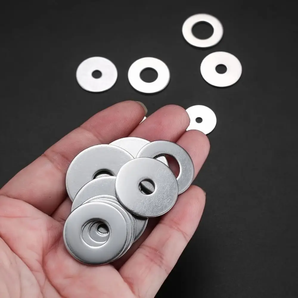 

100PCS Multi-sizes Flat Washers Stainless Steel High Strength Baffle Washer Enlargement Thickening Flat Ring for Screws Bolts