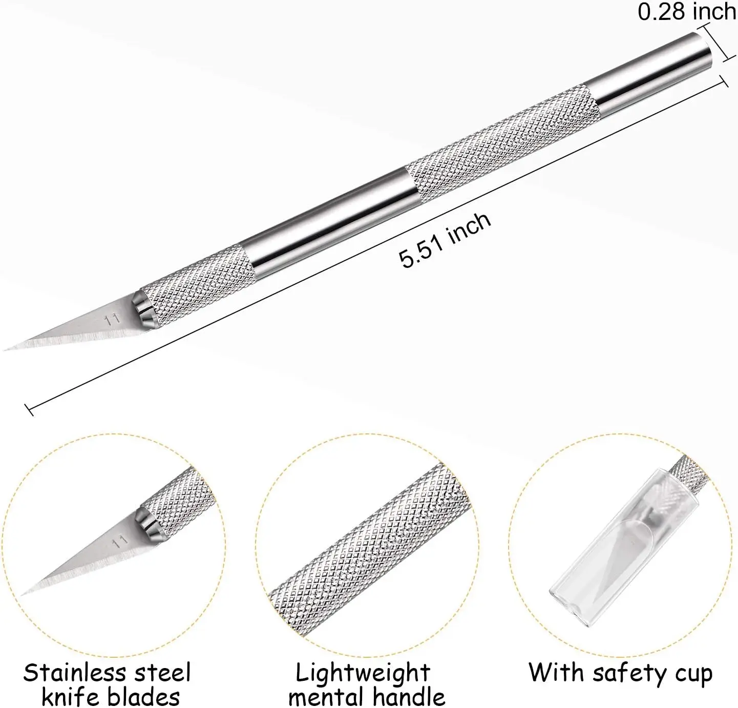 5 Pack Exacto Knife Set Craft Knives Hobby Knife Silver School Supplies Craft Knives Kit for Art Carving DIY Scrapbooking