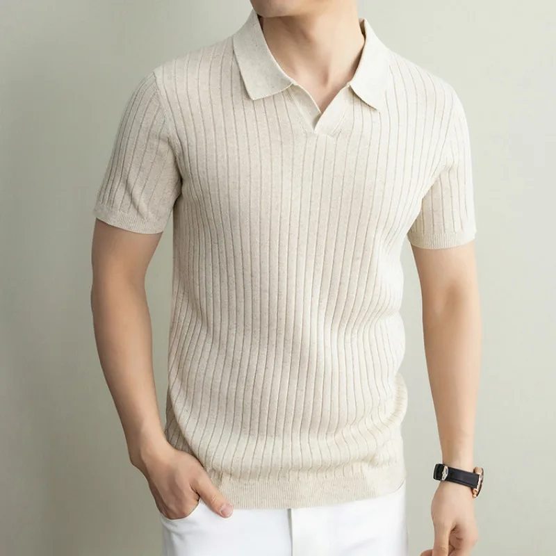 

Linen Men's Polo Shirts Classic Old Money Style Short Sleeve T Shirt Soft Comfort Daily Wear