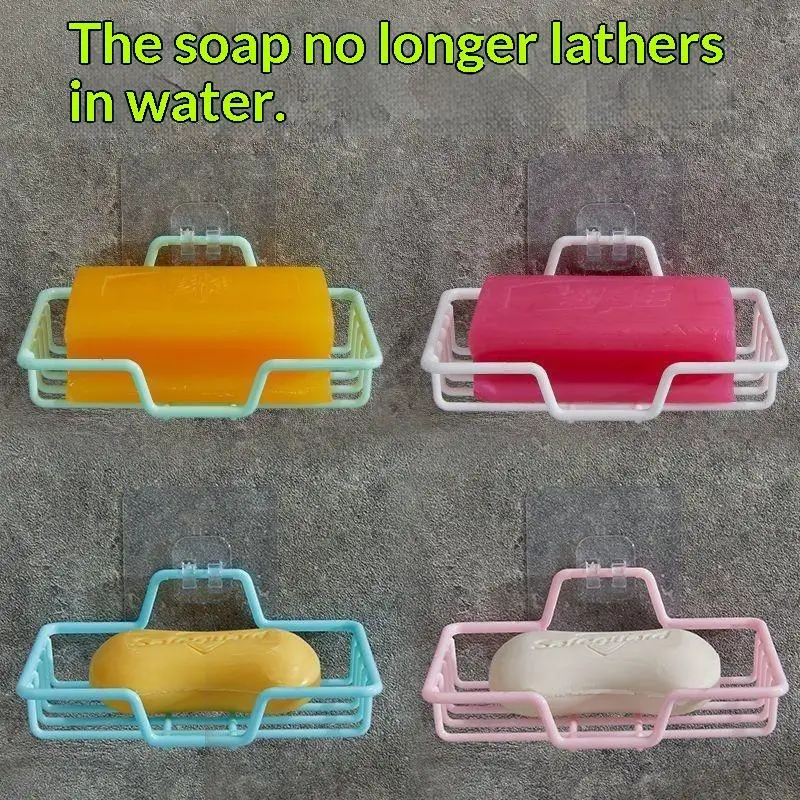Wall-Mounted Draining Soap Holder Strong Suction Bathroom Storage Rack Shower Adhesive Drying Organizer