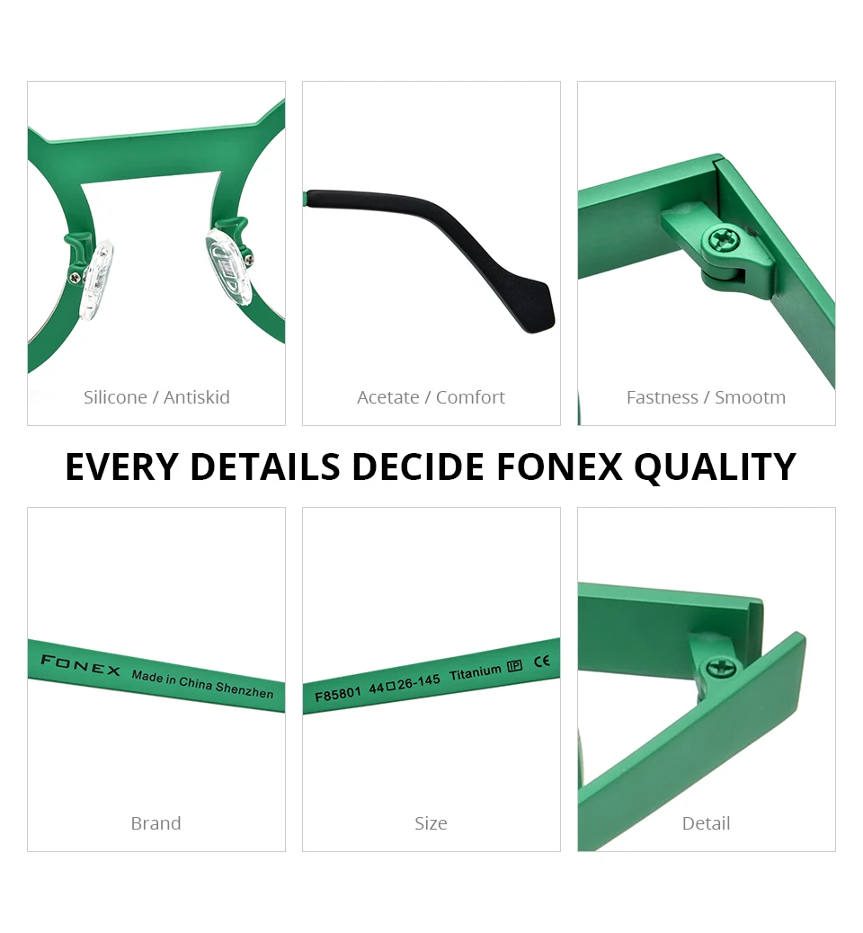 FONEX Reines Titan Brille Rahmen Frauen 2025, Neue Mode Marke Design Unregelmäßige Brillen Männer Ultraleicht Japanische Brillen 85801 – Detail 4