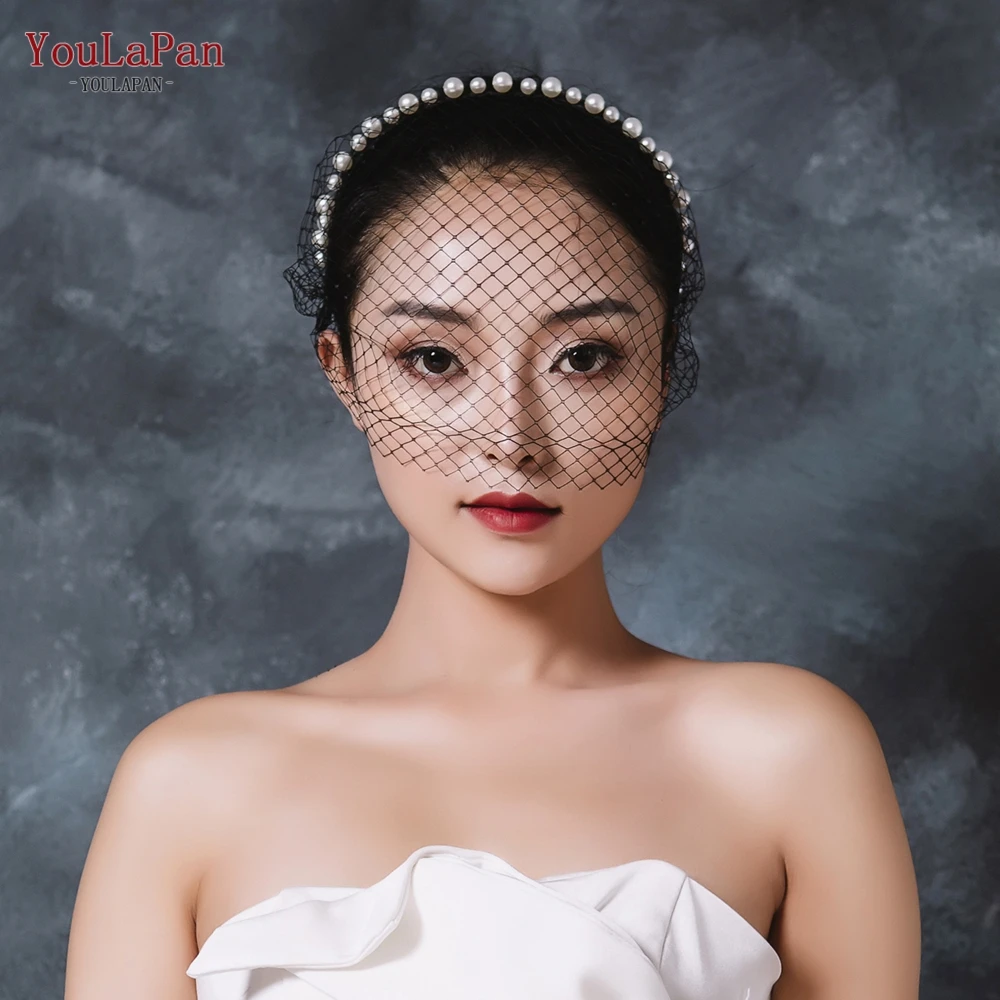 TOPQUEEN VA11 Bridal Birdcage Veil Wedding Blusher Veil Bachelorette Party Accessories Black Veil Brides First Communion Girls