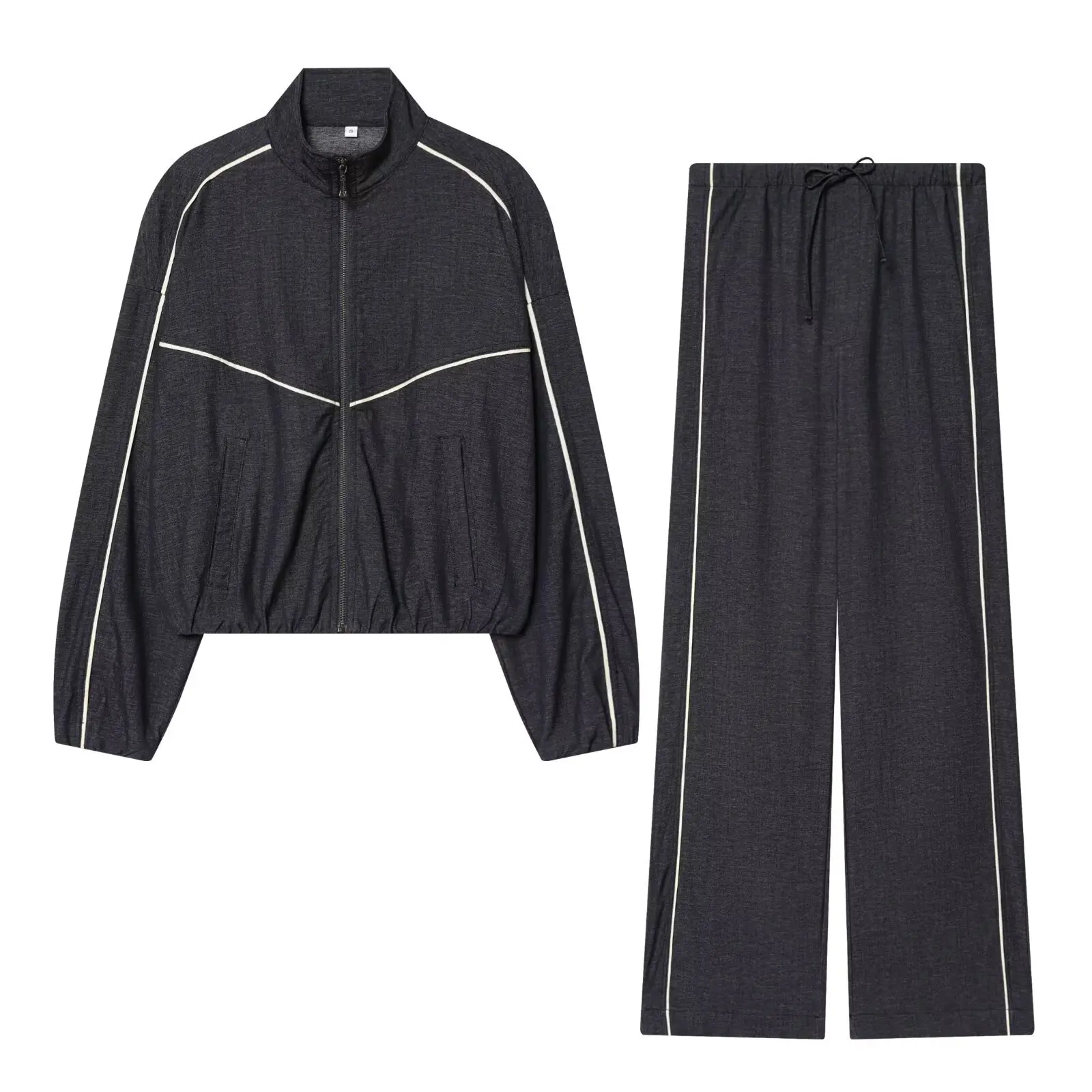 

Новое весеннее поступление, европейская и американская мода, повседневный стиль, джинсовая куртка, брюки на шнурке, комплект из двух предметов