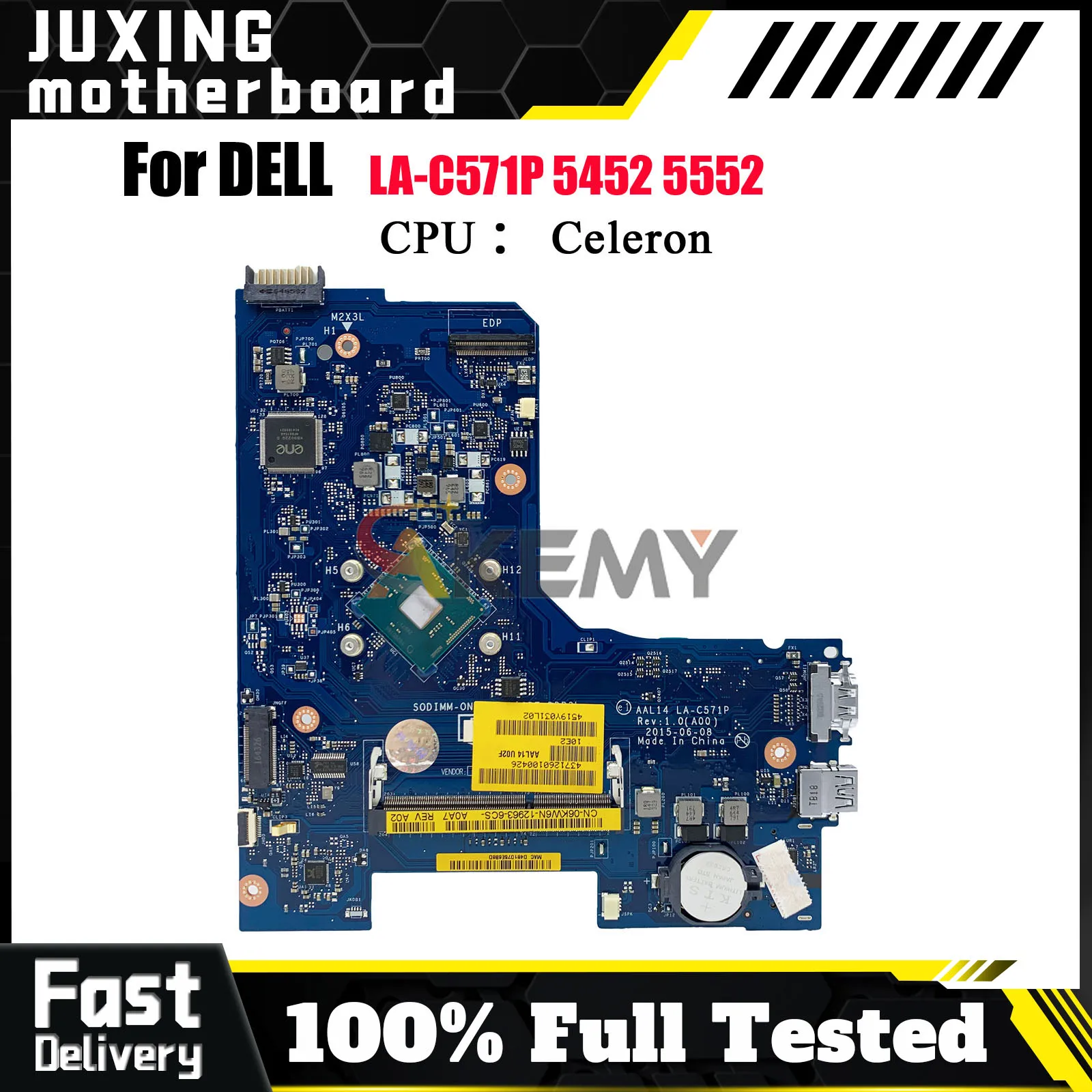 

Материнская плата ноутбука для DELL Inspiron 5452 5552, LA-C571P с процессором Pentium, AAL14 CN-0F77J1 F77J1, 100% полностью протестирована