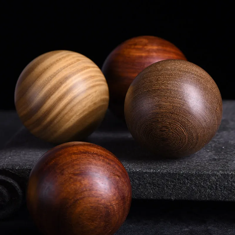 Chinese Style Lucky Solid Wood Hand Massage Balls 5cm Health Care Baoding Balls Good Fortune Blessing Stress Relief Gift For Eld