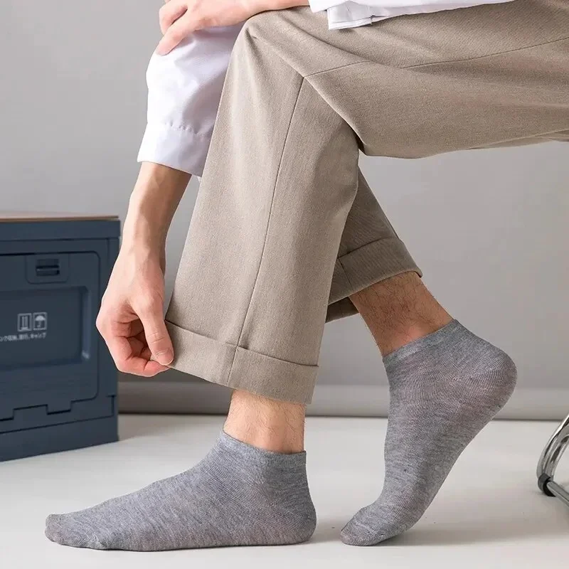 Men Low‑Cut Business Work Ankle Socks Solid Color Soft Breathable Casual Daily Wear For Workplace Office Working