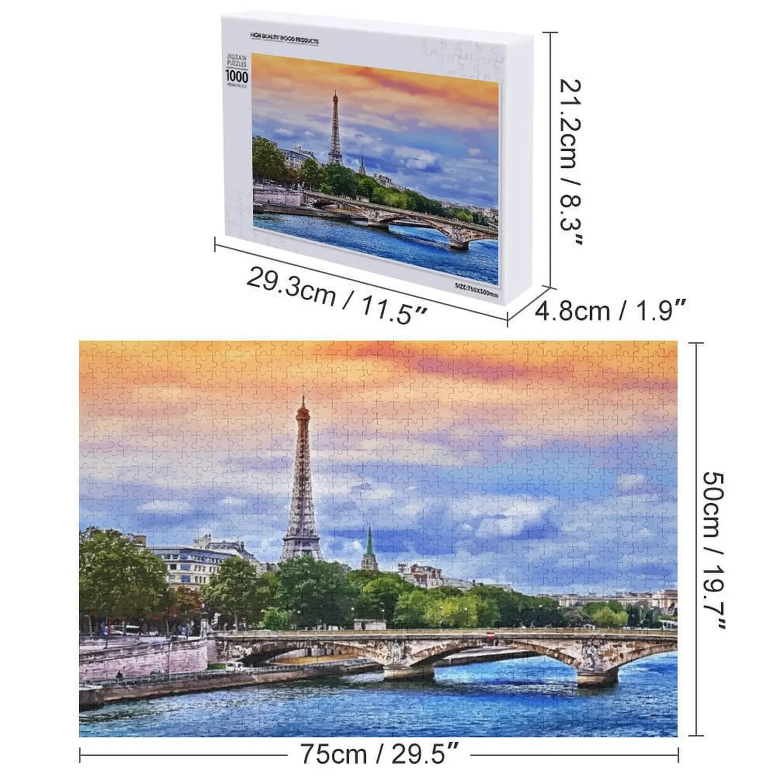 ปารีส - บนแม่น้ำแซน จิ๊กซอว์พัซเซิล ของตกแต่งไม้ ภาพวาด เกม ปริศนาสำหรับเด็ก