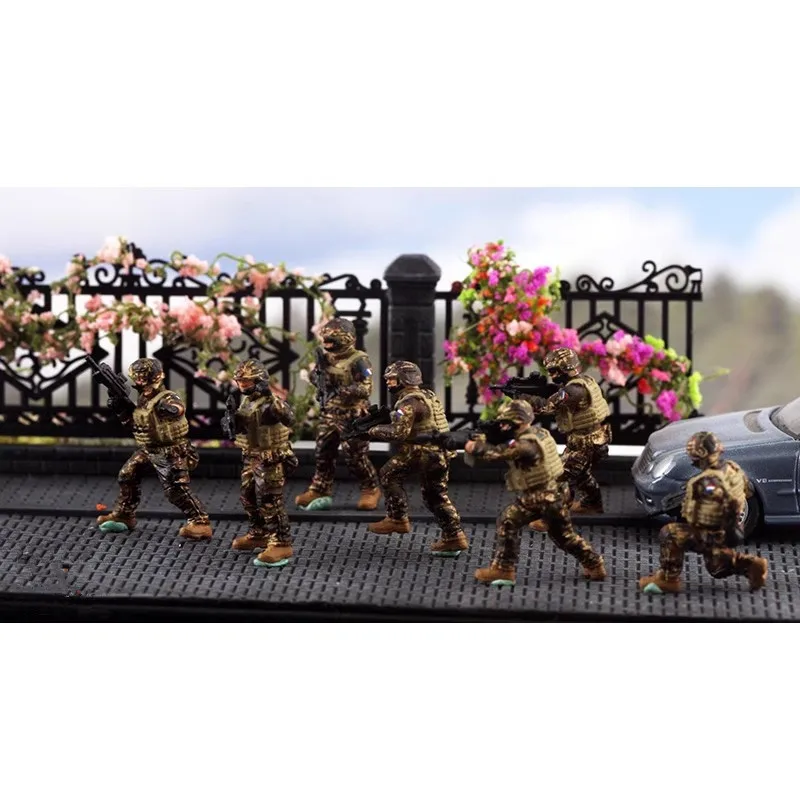 Escala 1/72 7 peças, soldados do exército francês moderno, modelo de figuras de ação, acessório de cena diy, coleção de brinquedos, bonecas, fãs de presente