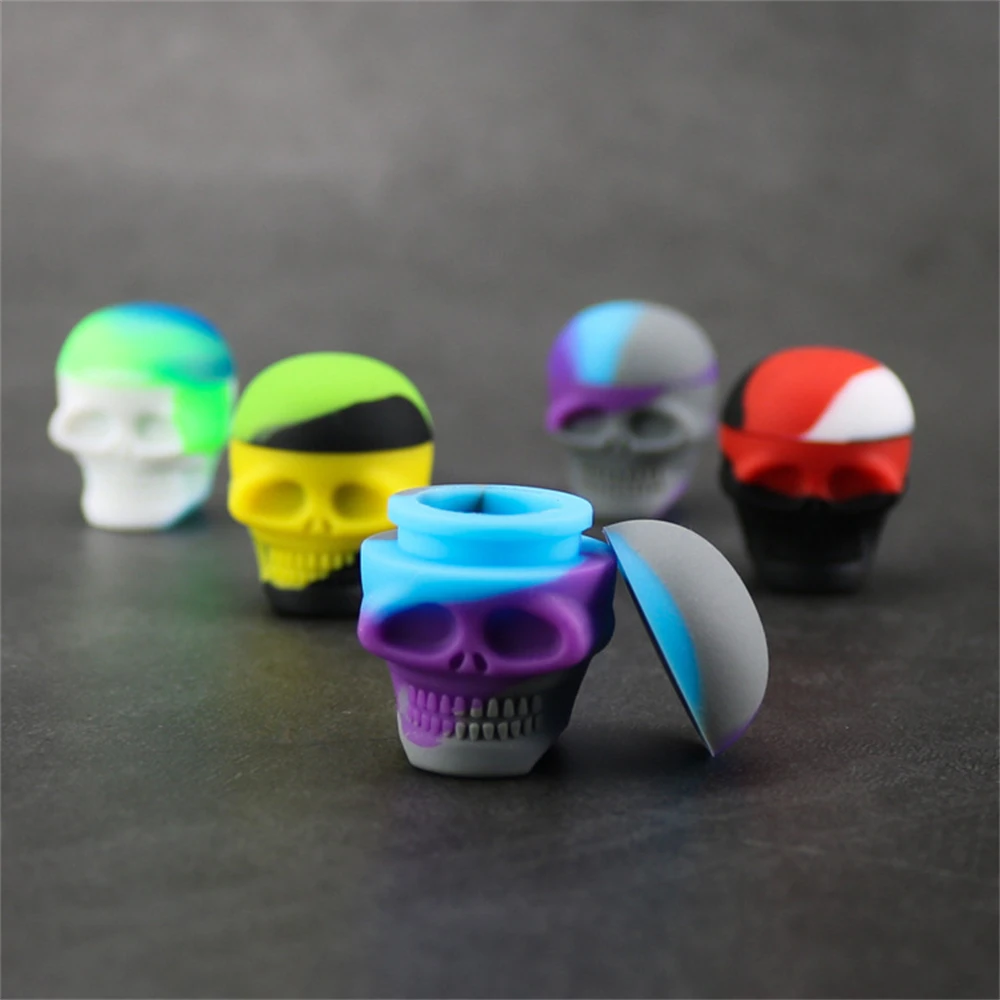 1pcs Skull Silicone Jar 3ml Skull Silicone Wax Container Storage Box Smoking Accessories For Oil Wax Jars Smoke Herb Tobacco