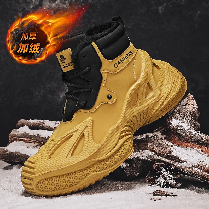 

Men's Winter Boots Warm Waterproof Non-Slip Plush Sneakers Shoes - Winter Slippers Male Tenis Boots
