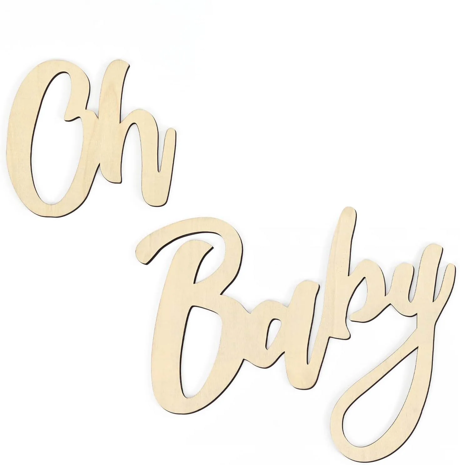 

Wooden OH Baby Sign-Oversized Baby Shower Decor, Gender Reveal Backdrop, Nursery Wall Art, 4mm Wood Cutout (Oh 17cm, Baby 26.7）
